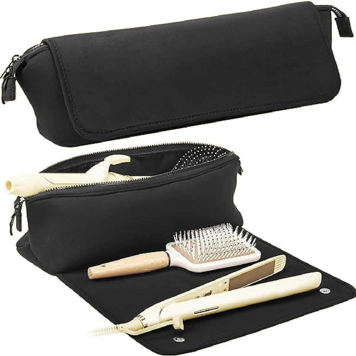 Sac de rangement de voyage essentiel : Sac de voyage noir pour outils de coiffure, fer à friser et lisseur, 1 pièce